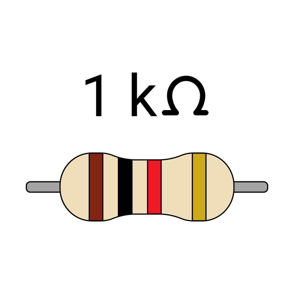 1K Ohm Resistor. Four Band Resistor vector