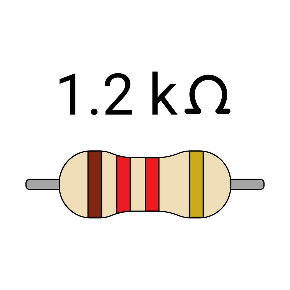 1K2 Ohm Resistor. Four Band Resistor vector