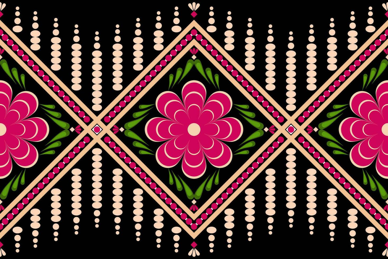 ethnic geometric seamless pattern. Geometric black background. Design for fabric, clothes, decorative paper, wrapping, embroidery, illustration, vector, floral pattern vector