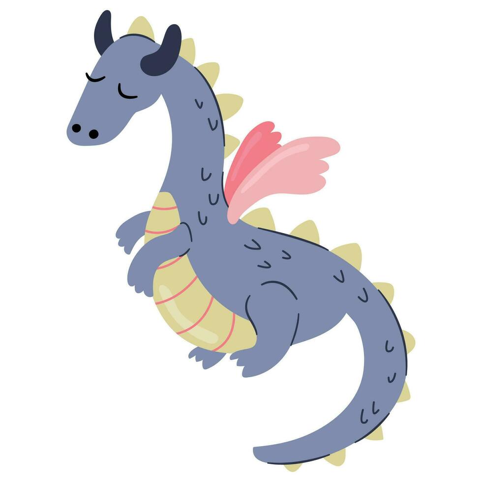 Cute hand drawn dragon. Symbol of 2024. vector