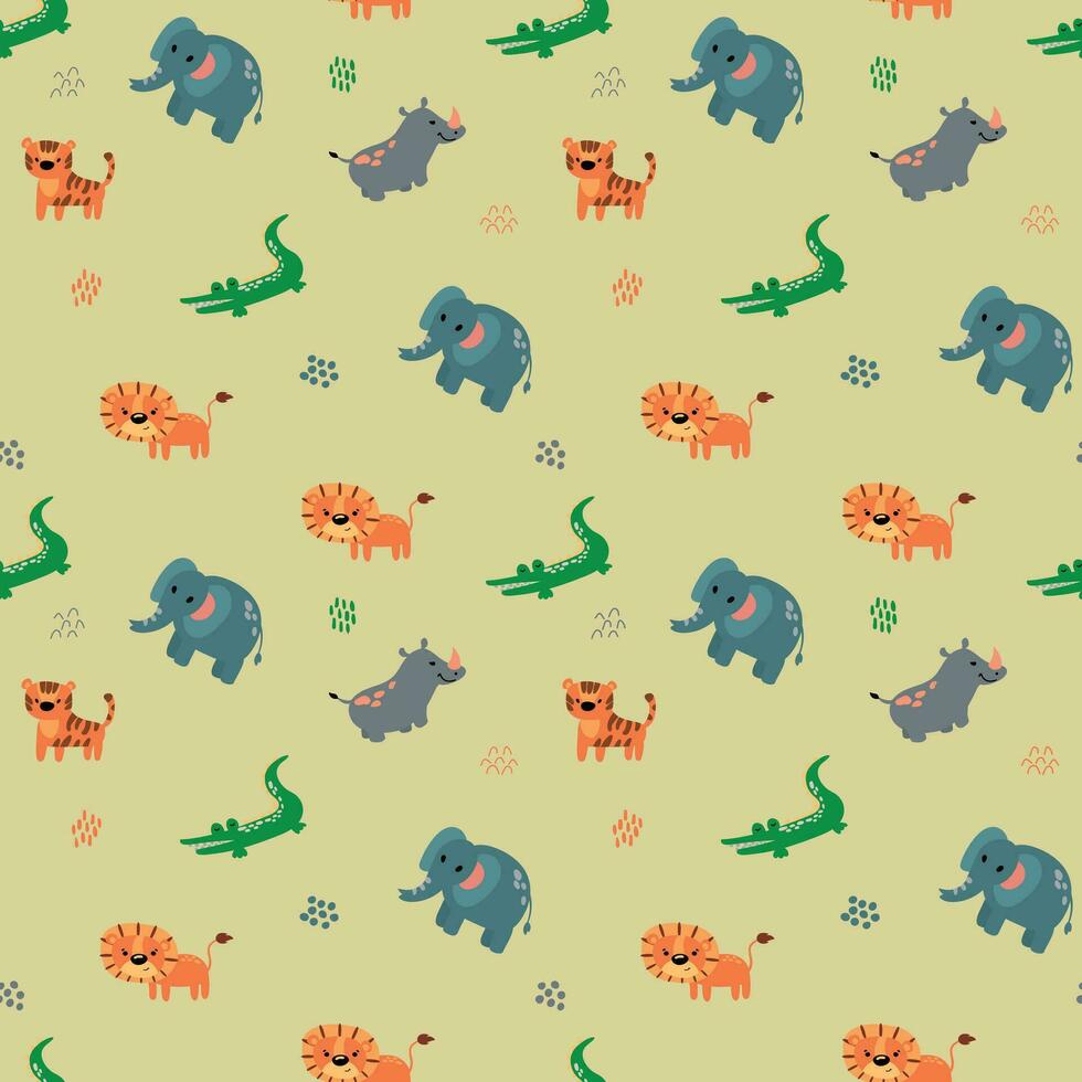 Seamless pattern with safari animals. Design for fabric, textile, wallpaper, packaging. vector