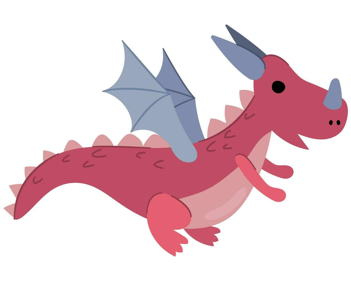 Cute hand drawn dragon. Symbol of 2024. vector