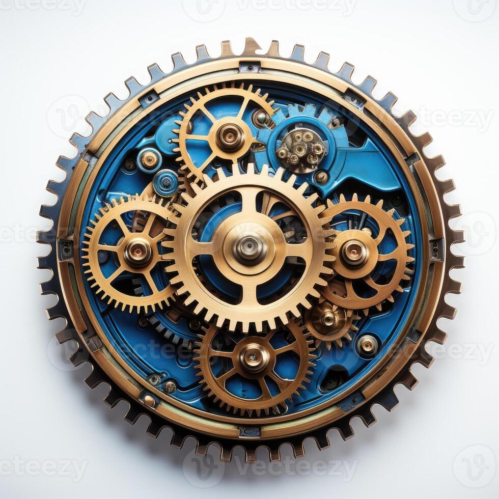 Vintage mechanism with gears and cogwheels. Generative AI photo