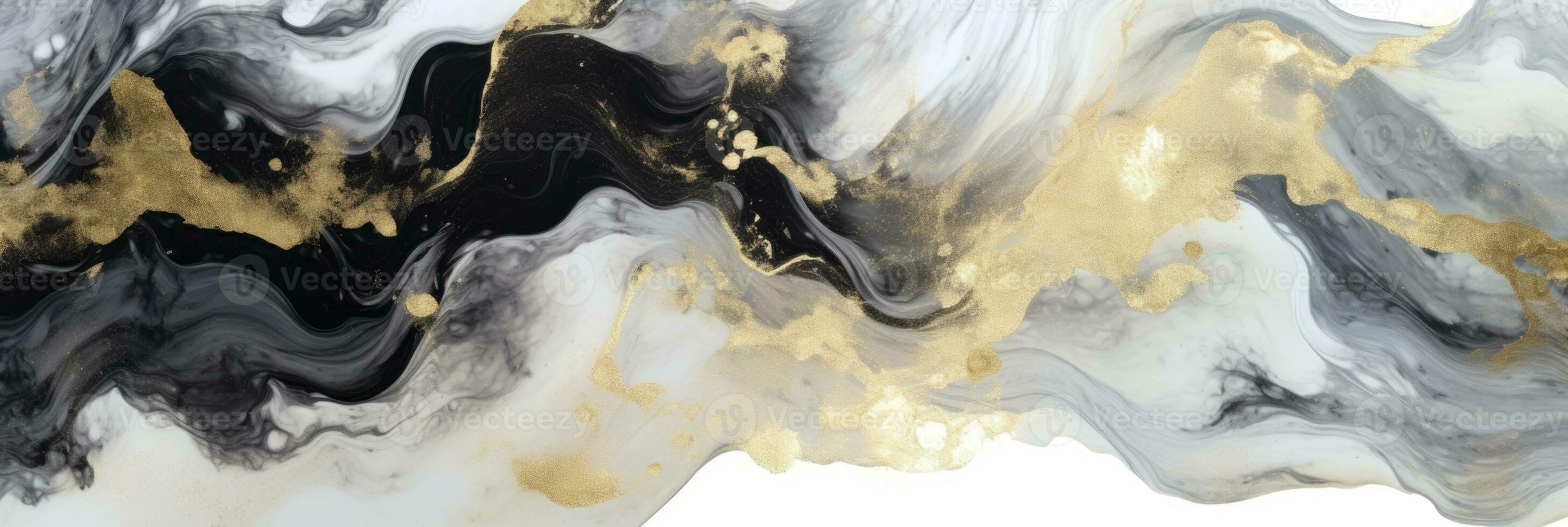 Abstract marbled background. Luxurious elegant black and white marble stone texture, with gold details. Generative AI photo