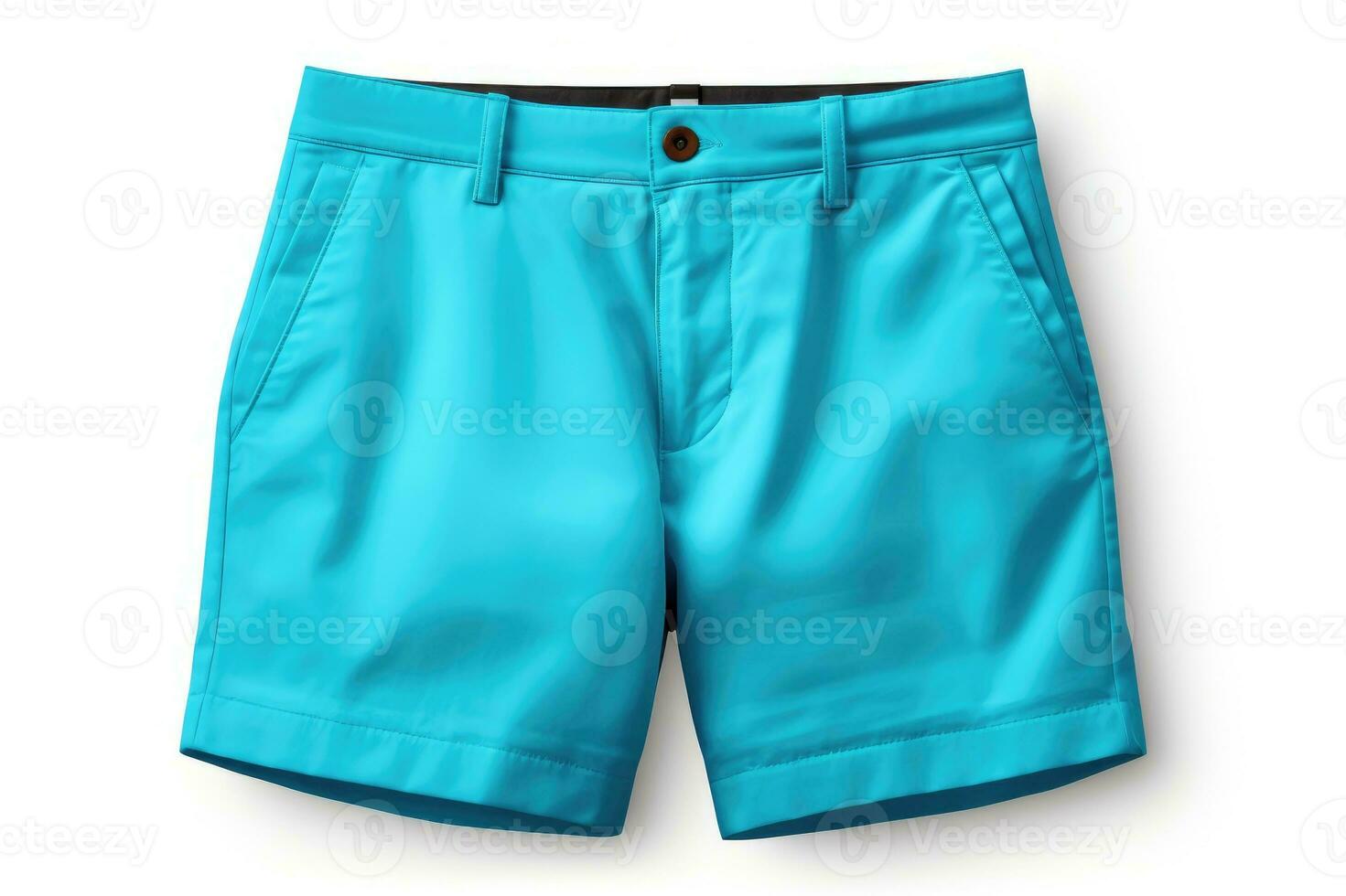 Blue summer shorts isolated on white background. Generative AI photo
