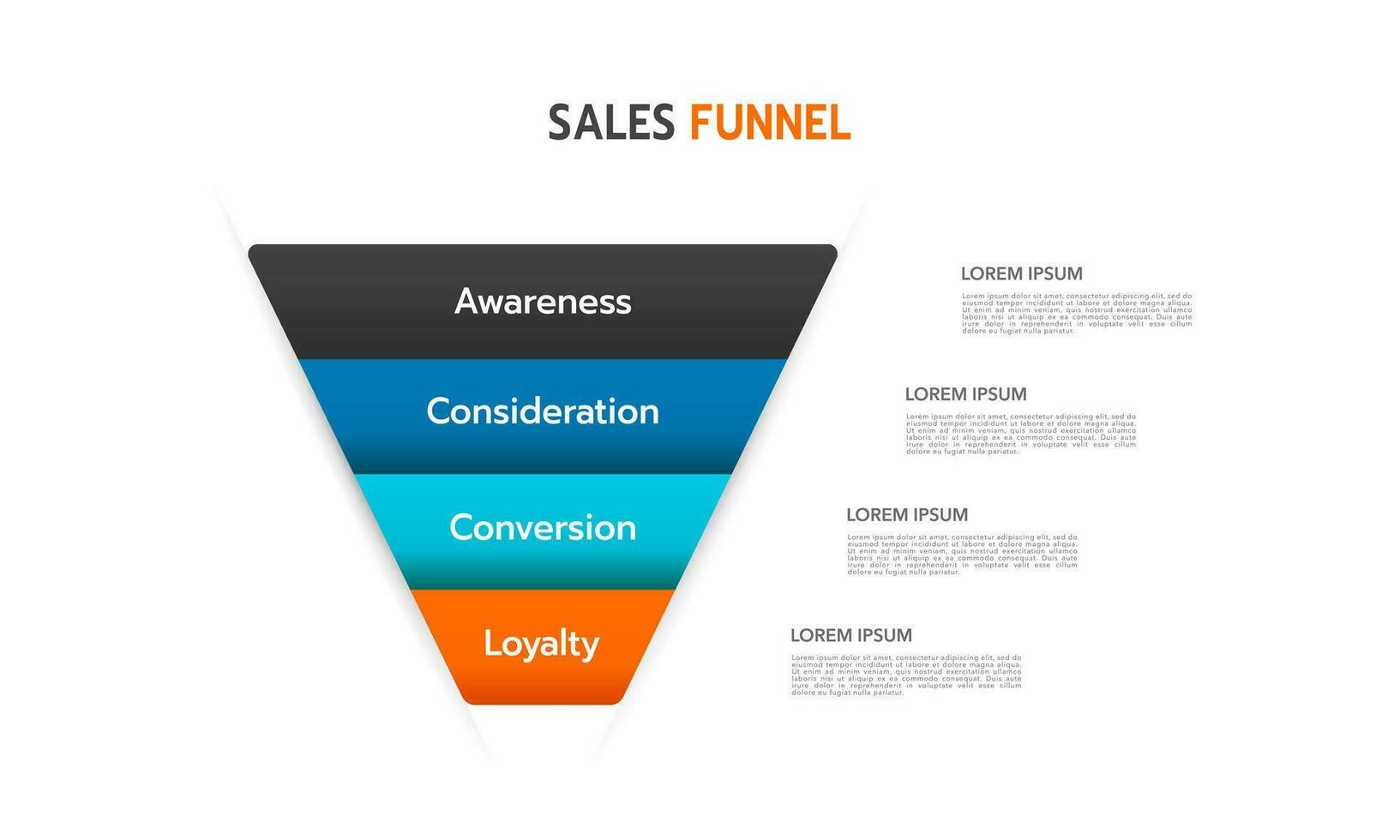 Infographic 4 steps Sales funnel design template. Business presentation. Vector illustration.