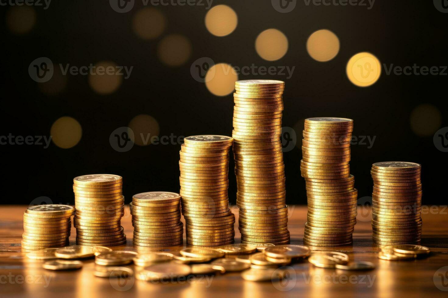 Coins money stacking. Business growth concept. photo