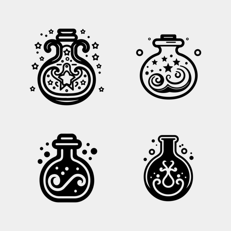 magic potion icon set. vector illustration