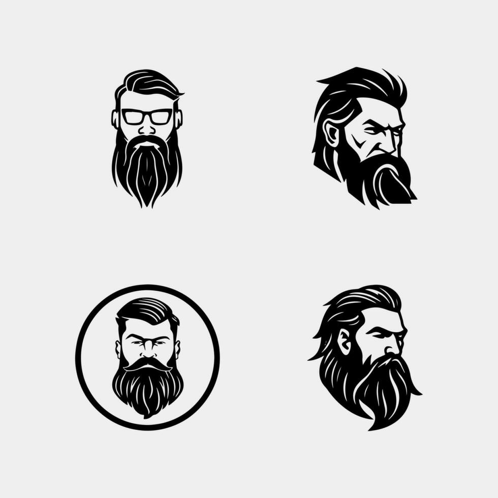 set of beard with hipster mustache and beard. vector icon