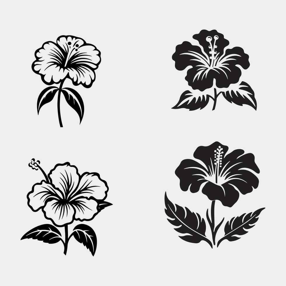 conjunto de flores íconos en blanco antecedentes vector