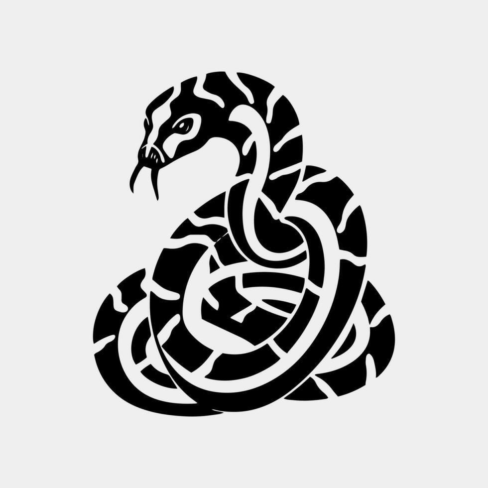 Vector snake silhouette isolated on a white background.