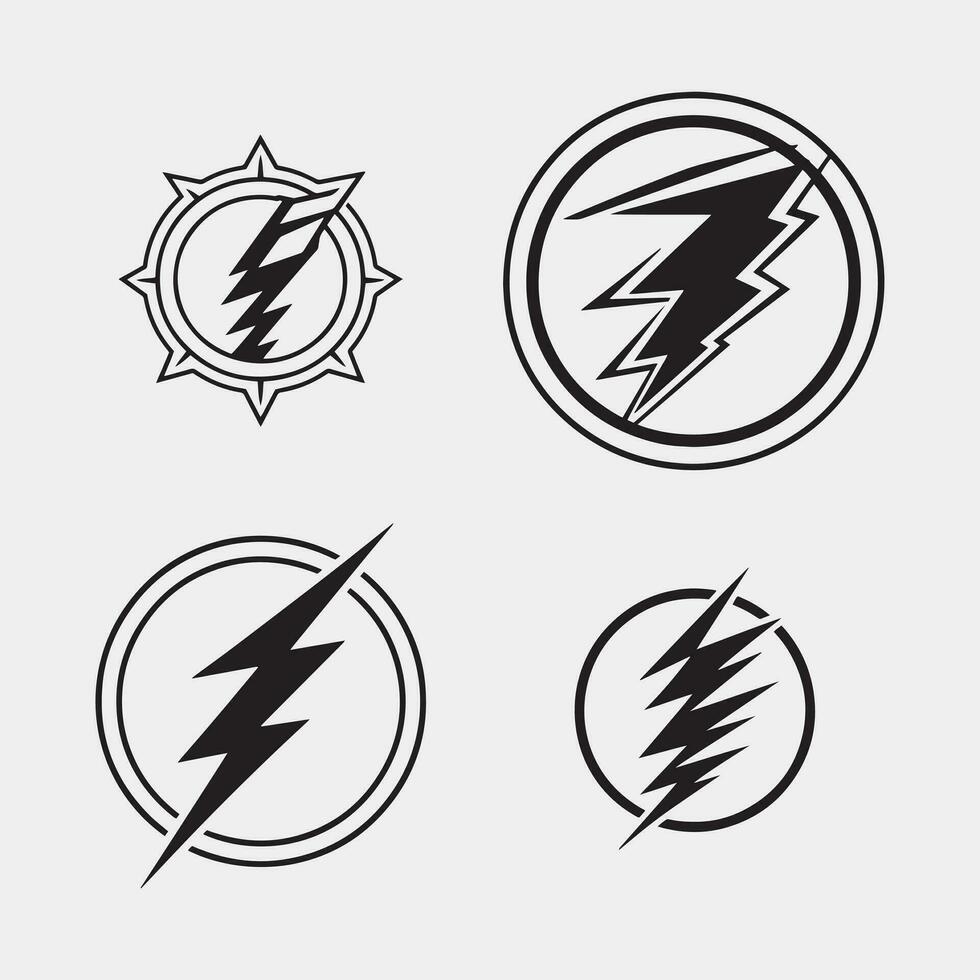 set of four electric icons with four different types of electric power vector