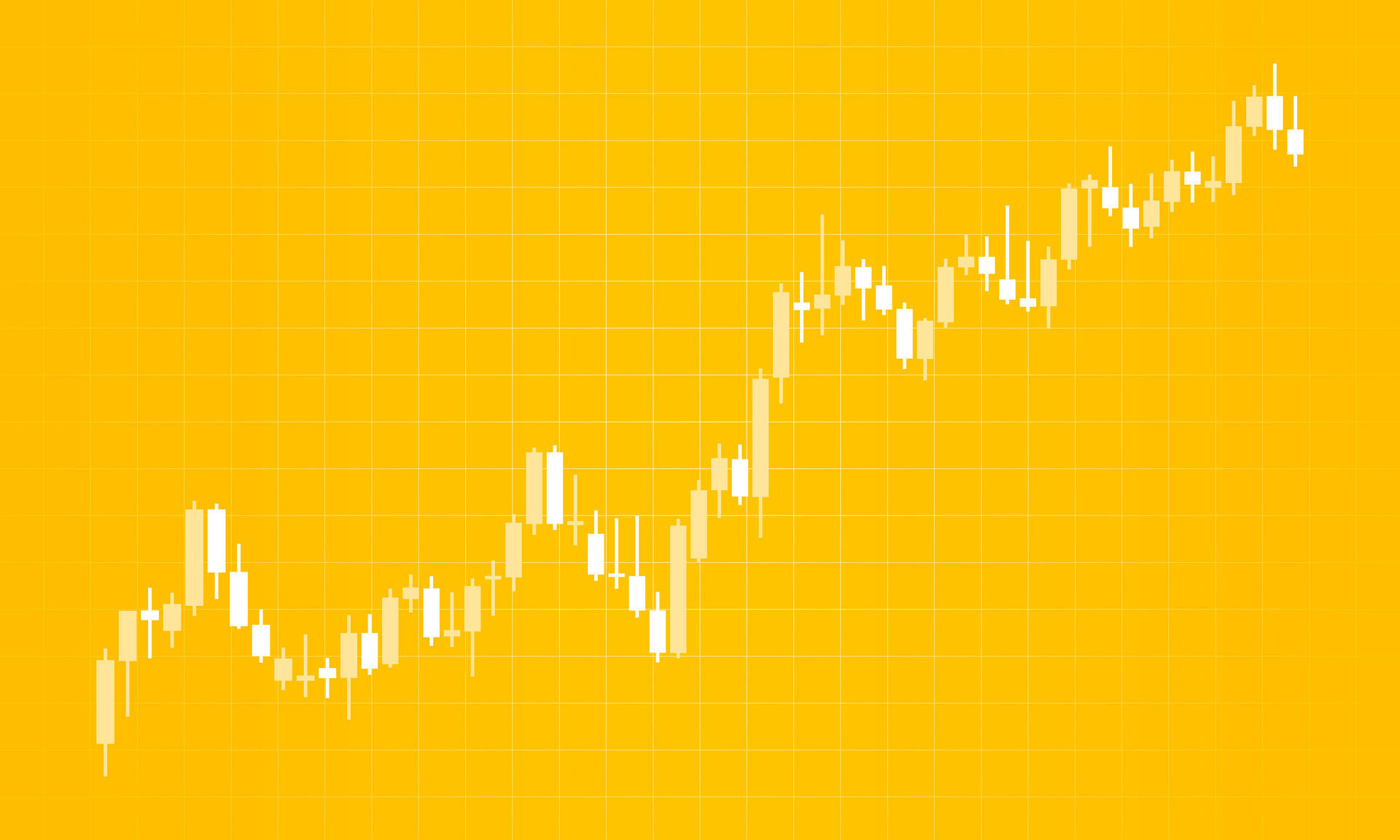 Business candle stick chart of the stock market on yellow background
