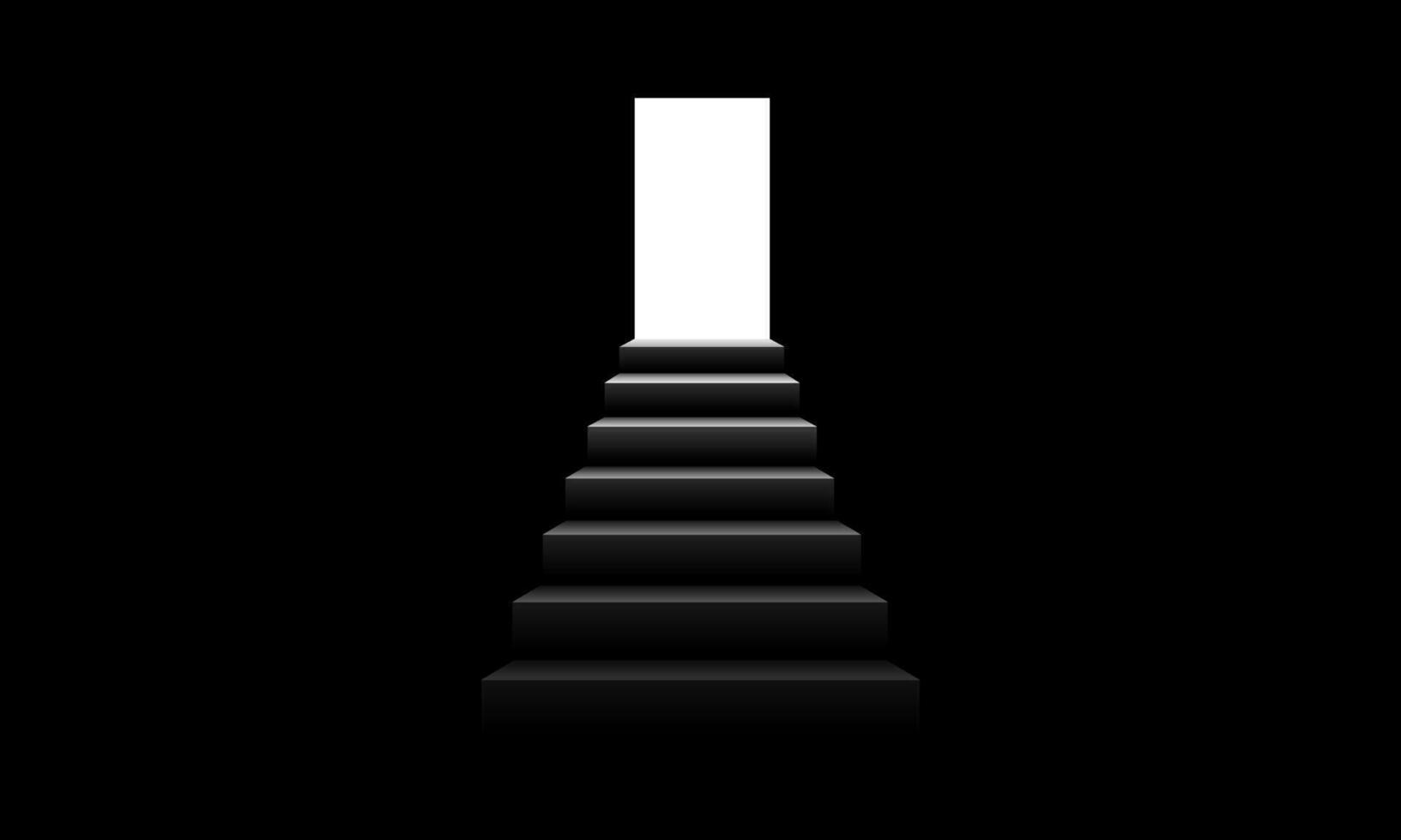 Steps leading to the light in the darkness. light at the end of the tunnel. Vector illustration.