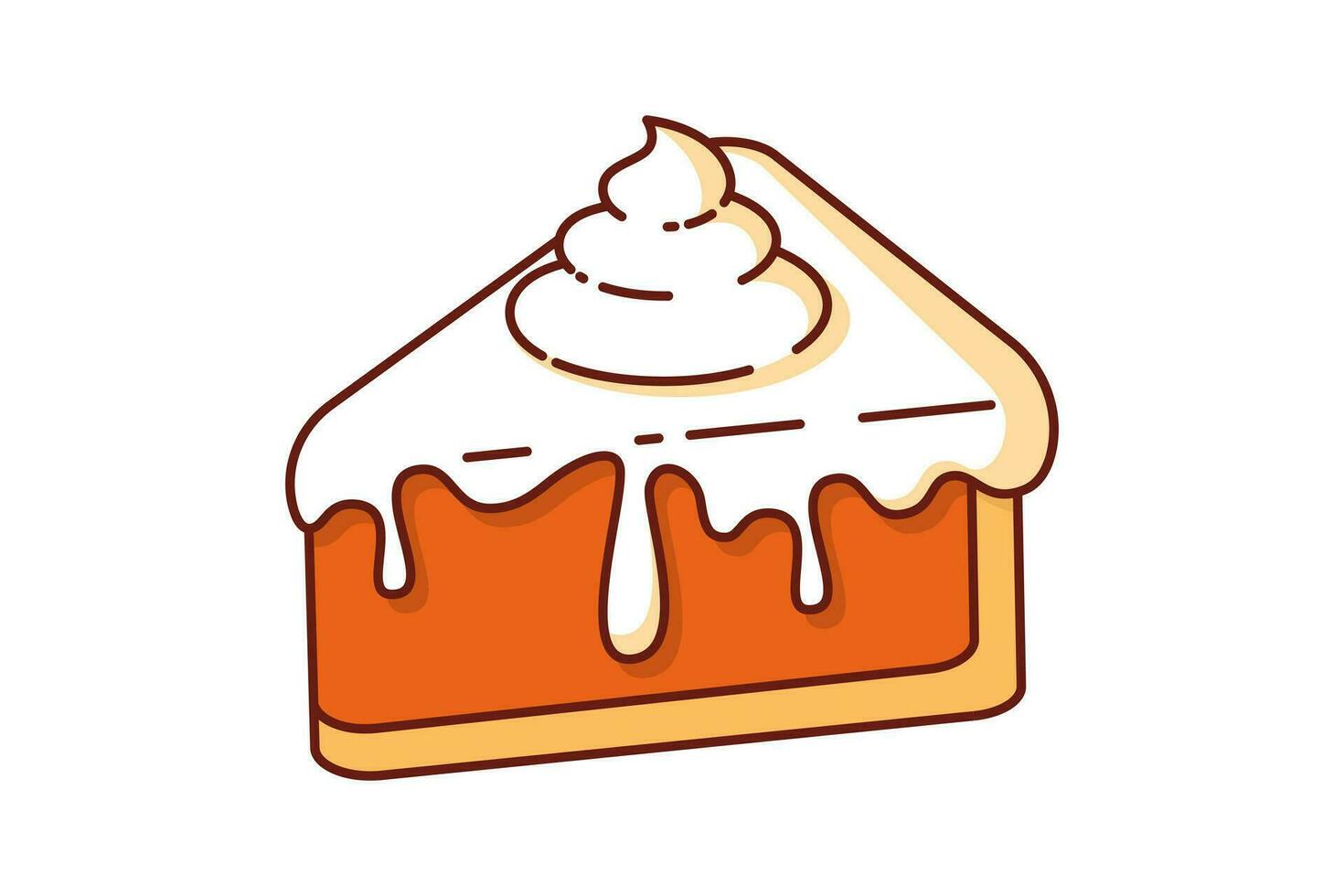 Kawaii Pumpkin Pie. Delightful vector kawaii clipart illustration featuring a cute piece of pumpkin pie, set on an isolated cut-out background.