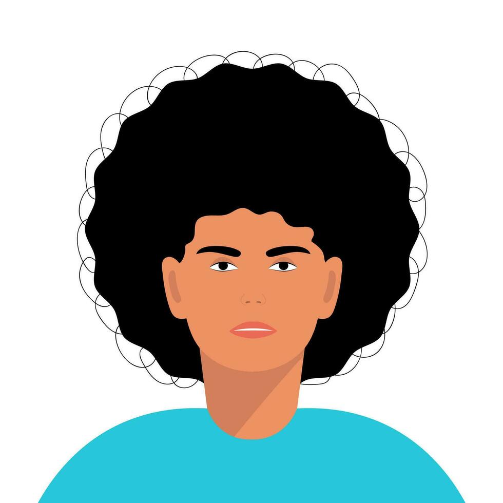 Face of a man with curly puffy hair vector