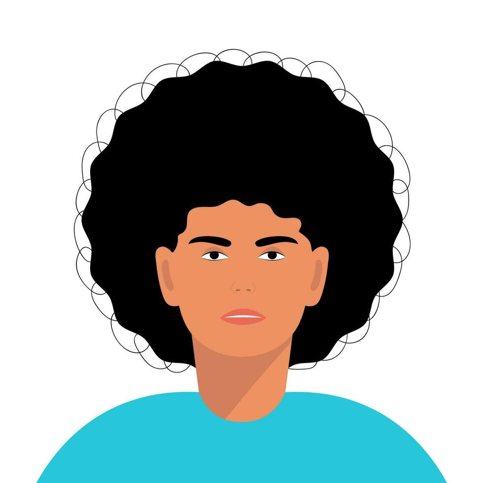 Face of a man with curly puffy hair 26787136 Vector Art at Vecteezy