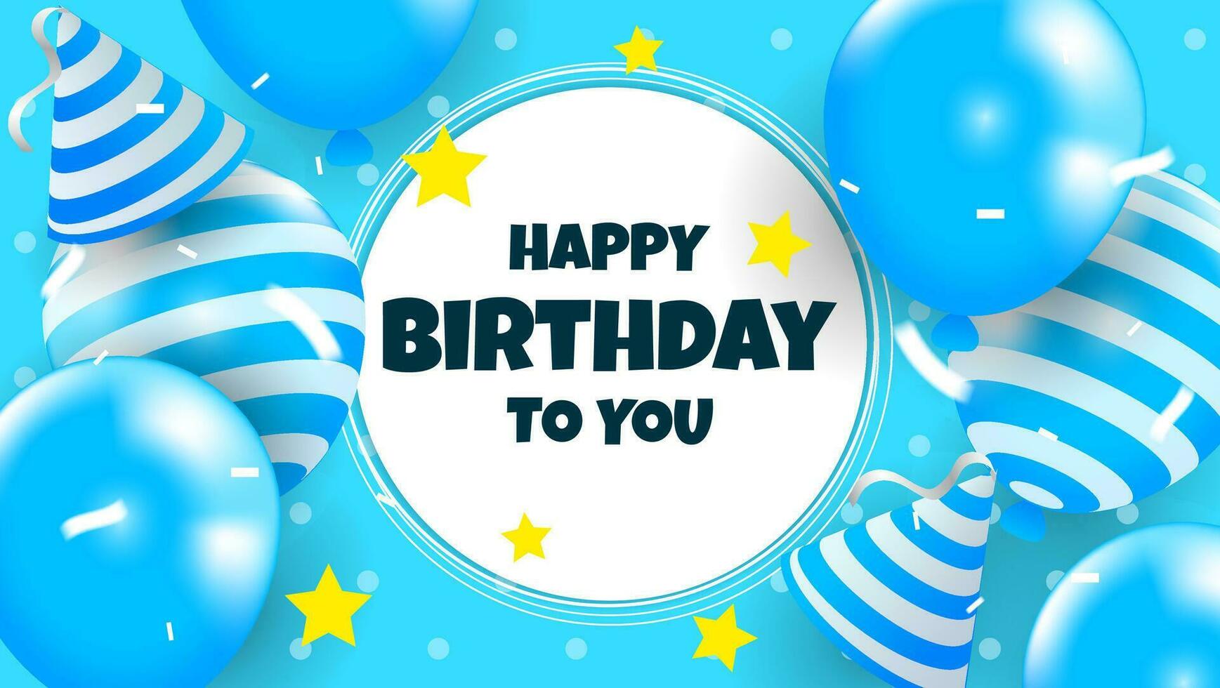 happy birthday background design with balloons in blue color. vector illustration