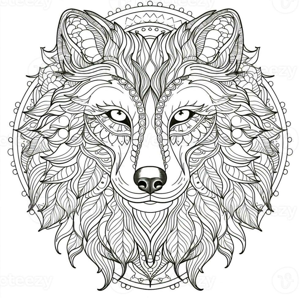 Mandala Wolf Coloring Pages photo