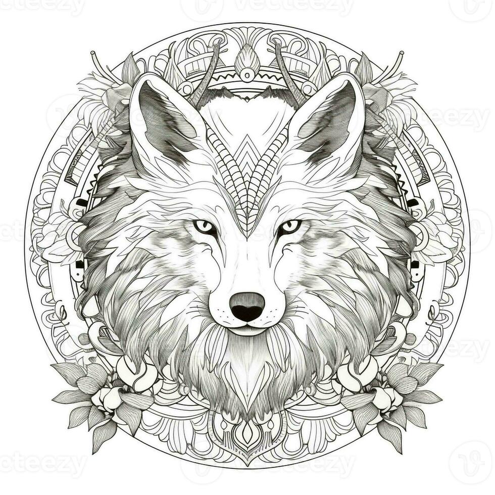 Mandala Wolf Coloring Pages photo