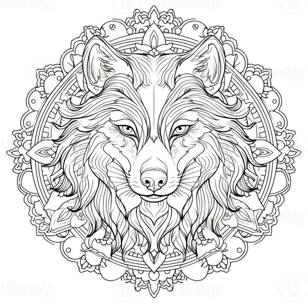 Mandala Wolf Coloring Pages photo