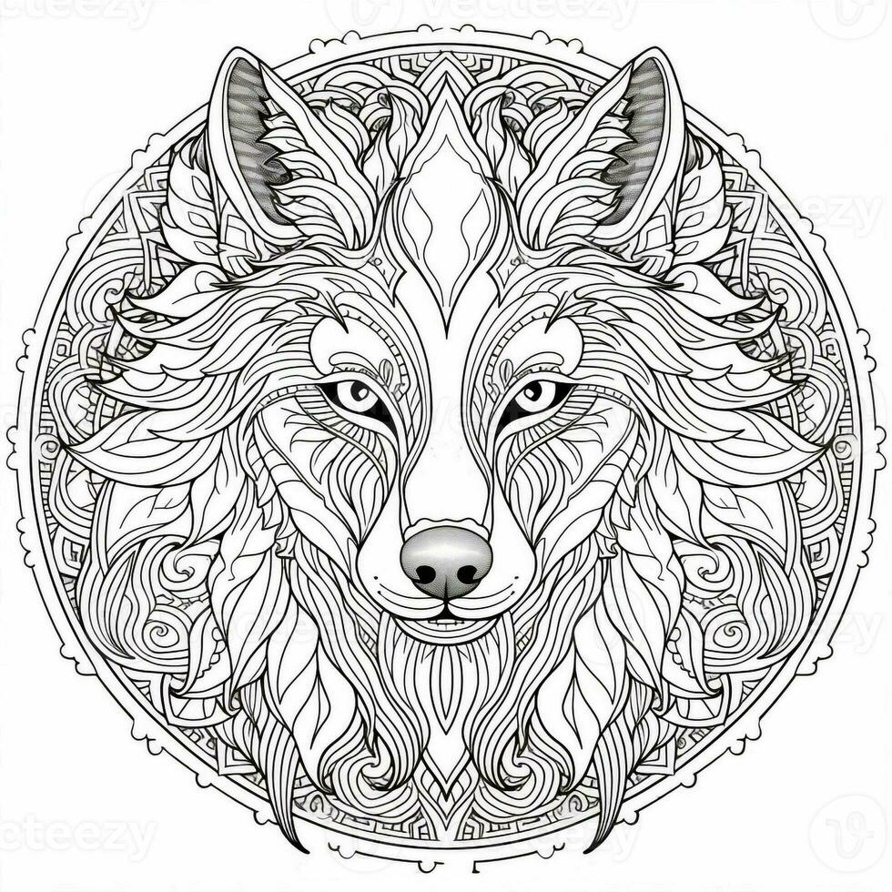 Mandala Wolf Coloring Pages photo