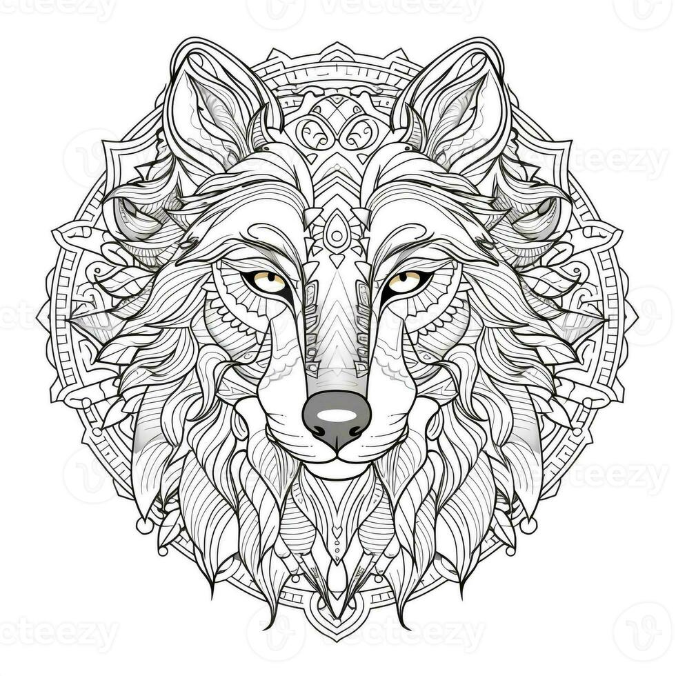 Mandala Wolf Coloring Pages photo