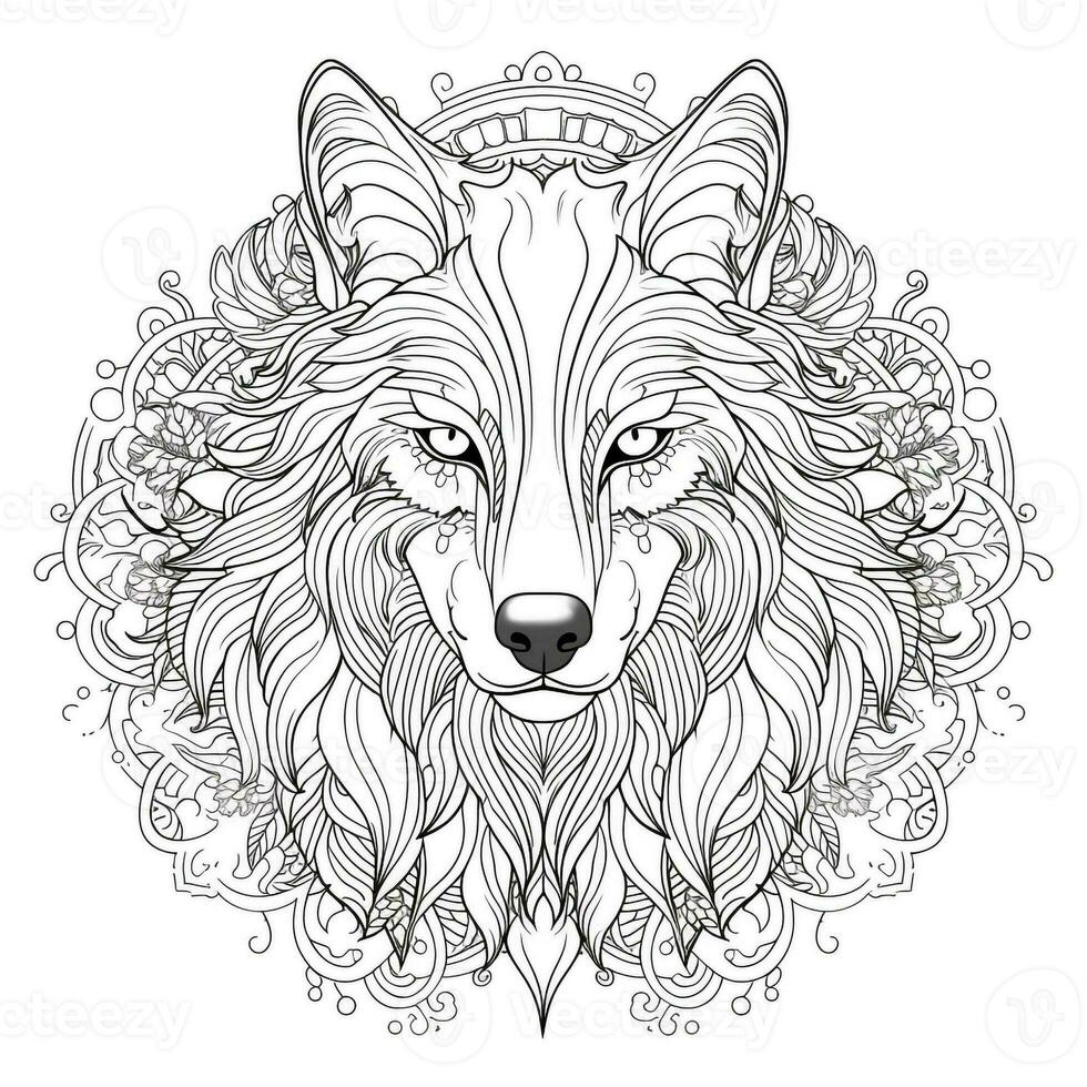 Mandala Wolf Coloring Pages photo