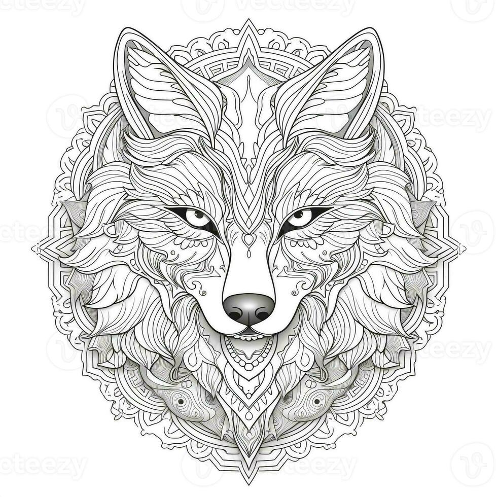 Mandala Wolf Coloring Pages photo