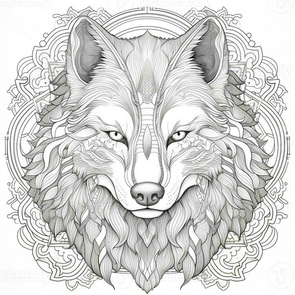 Mandala Wolf Coloring Pages photo