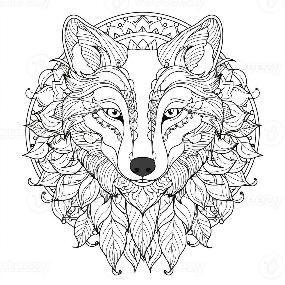 Mandala Wolf Coloring Pages photo