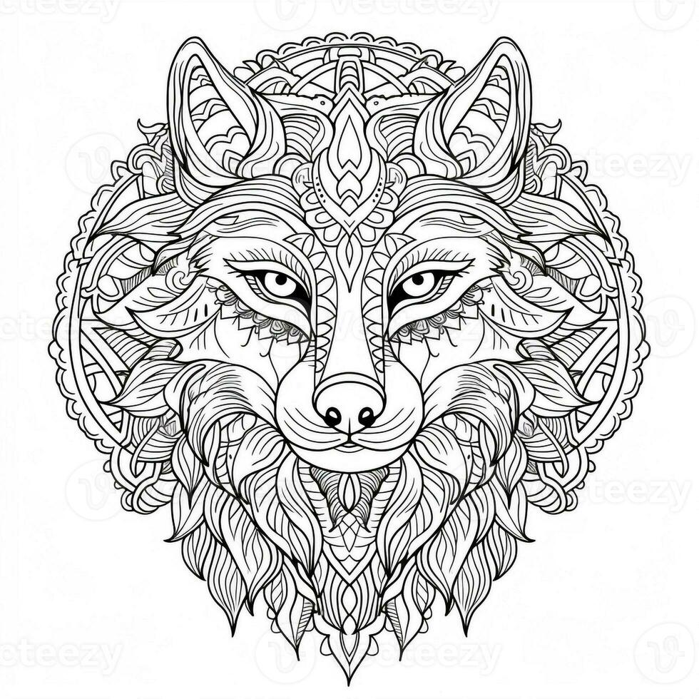 Mandala Wolf Coloring Pages photo