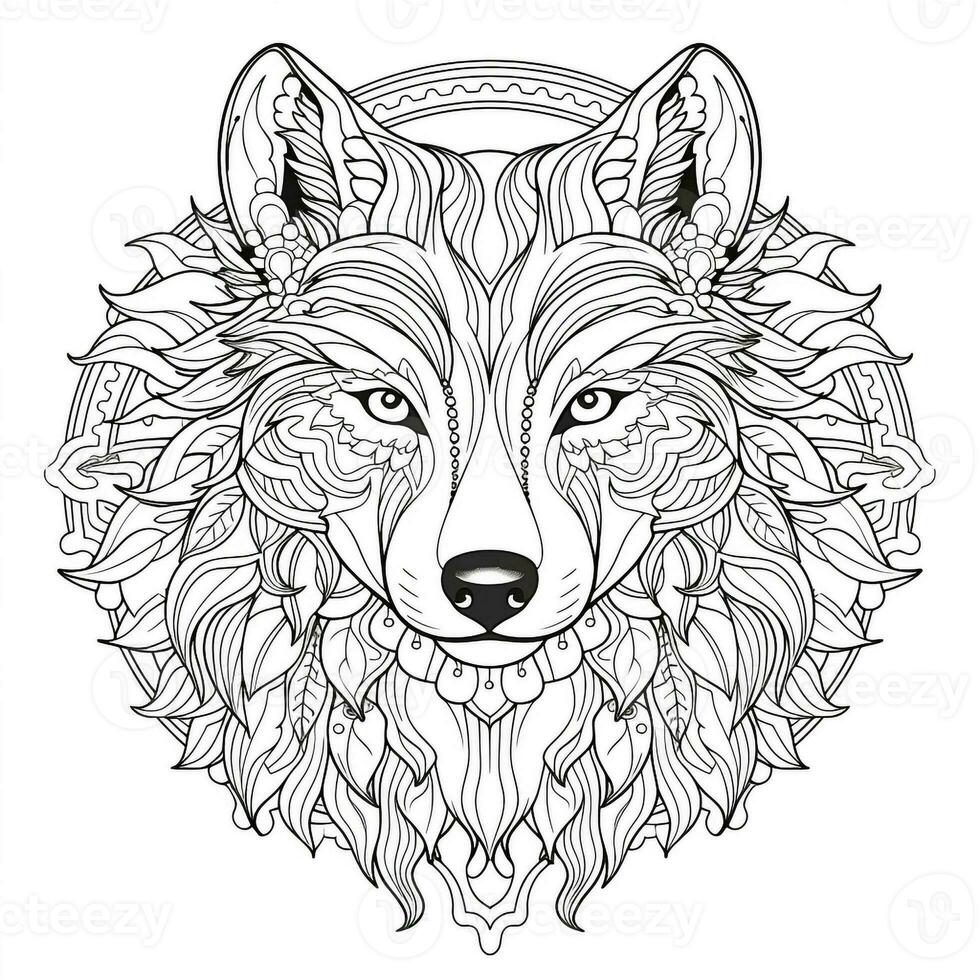 Mandala Wolf Coloring Pages photo