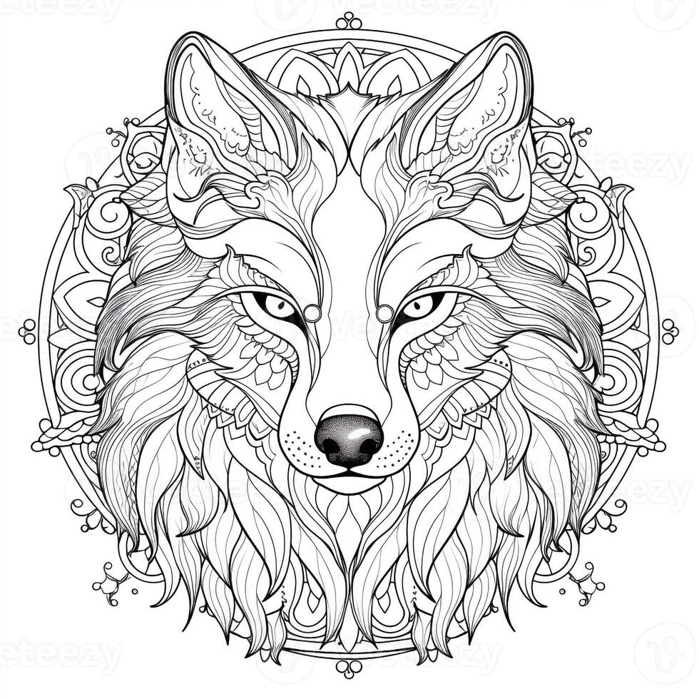 Mandala Wolf Coloring Pages photo