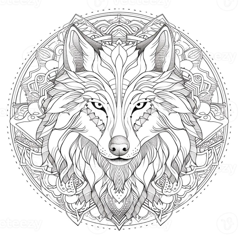 Mandala Wolf Coloring Pages photo