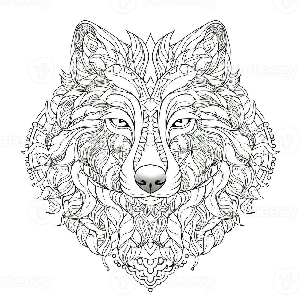 mandala lobo colorante paginas foto