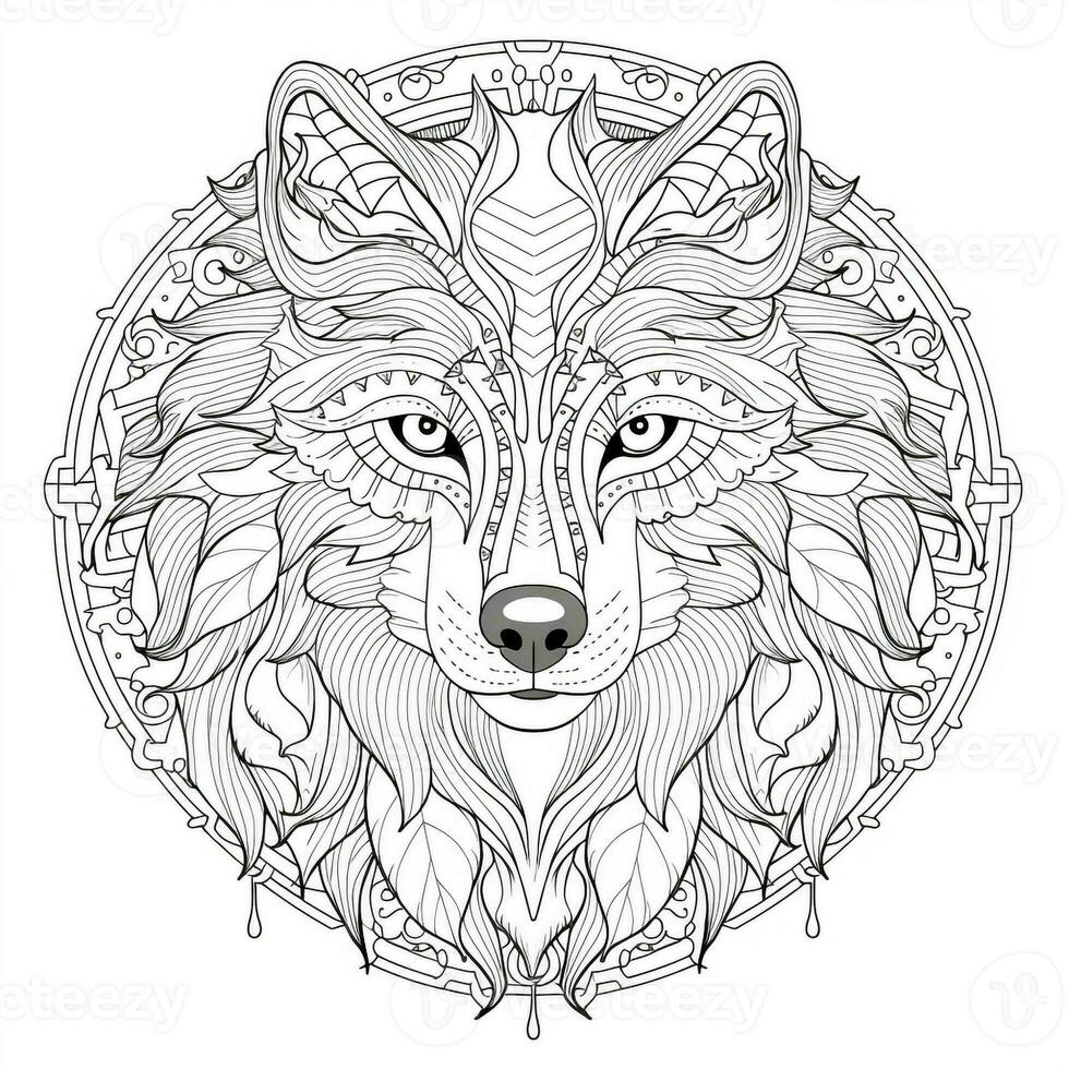 Mandala Wolf Coloring Pages photo