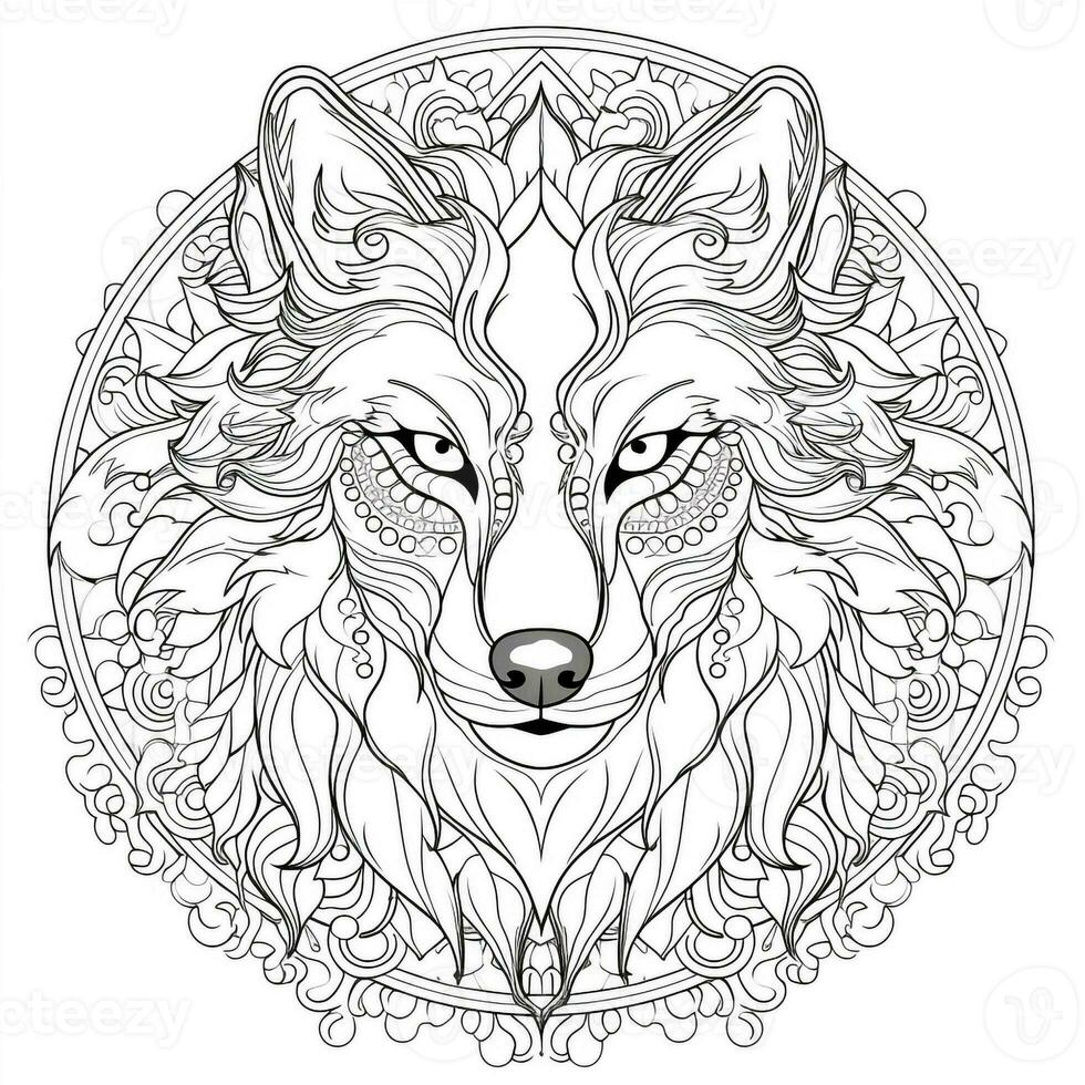 Mandala Wolf Coloring Pages photo