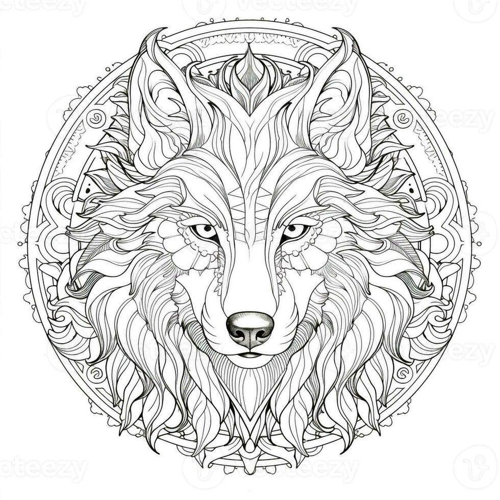 Mandala Wolf Coloring Pages photo