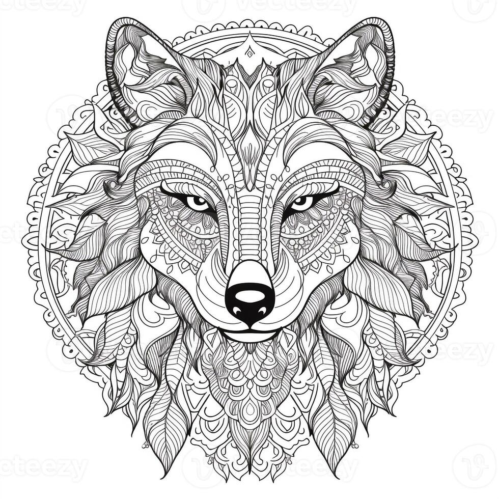 Mandala Wolf Coloring Pages photo