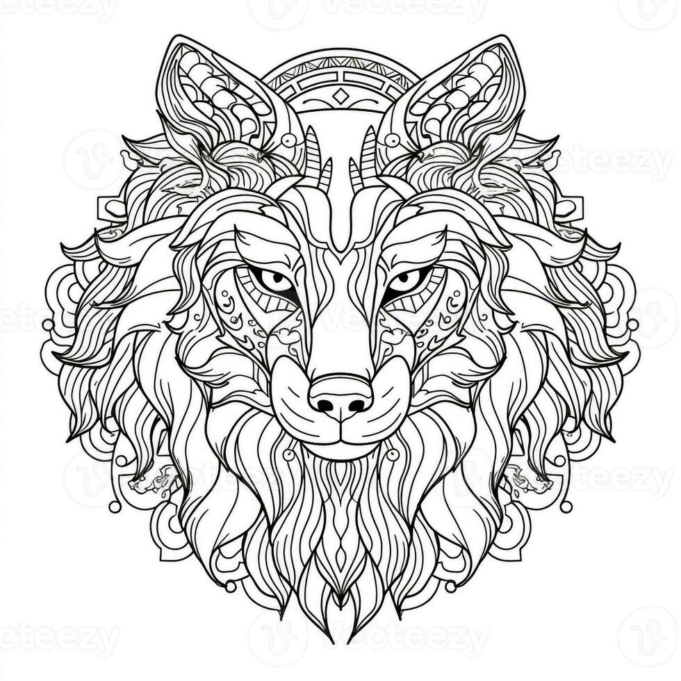 Mandala Wolf Coloring Pages photo