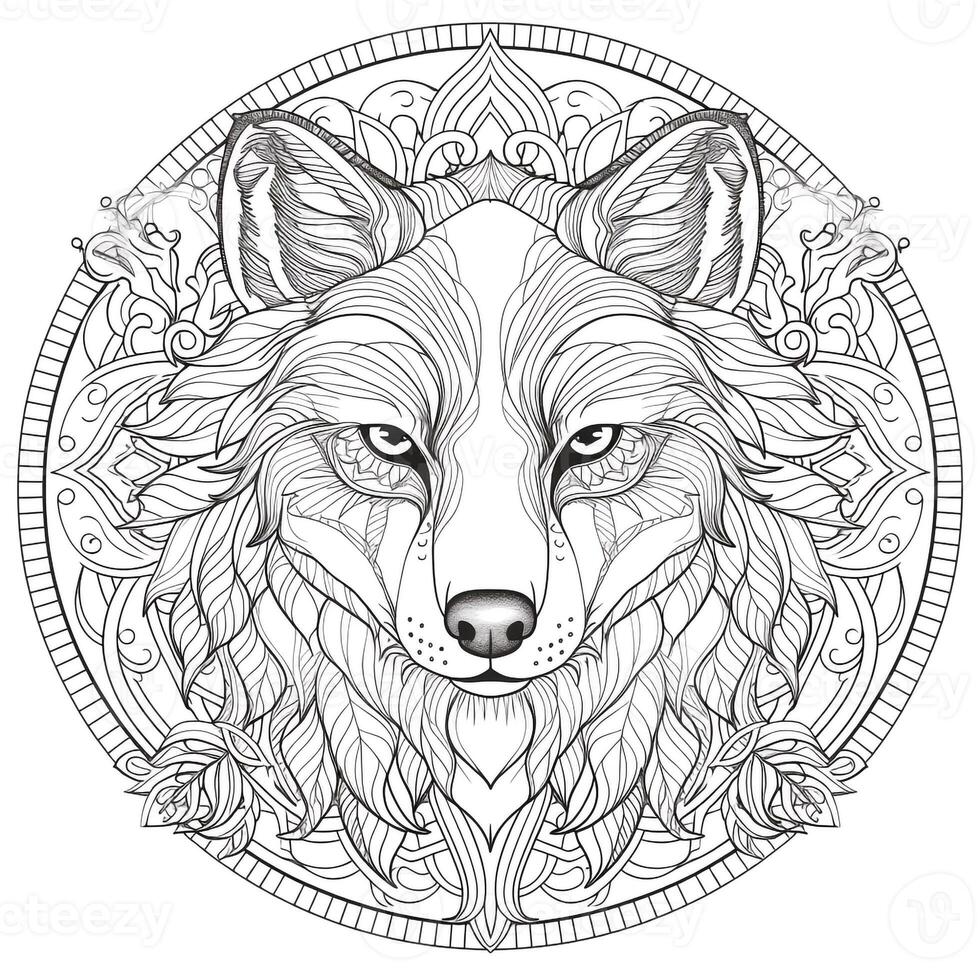 Mandala Wolf Coloring Pages photo