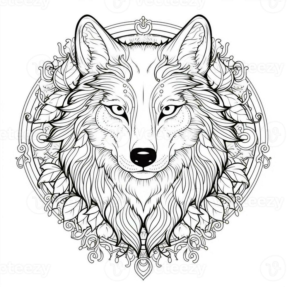 Mandala Wolf Coloring Pages photo