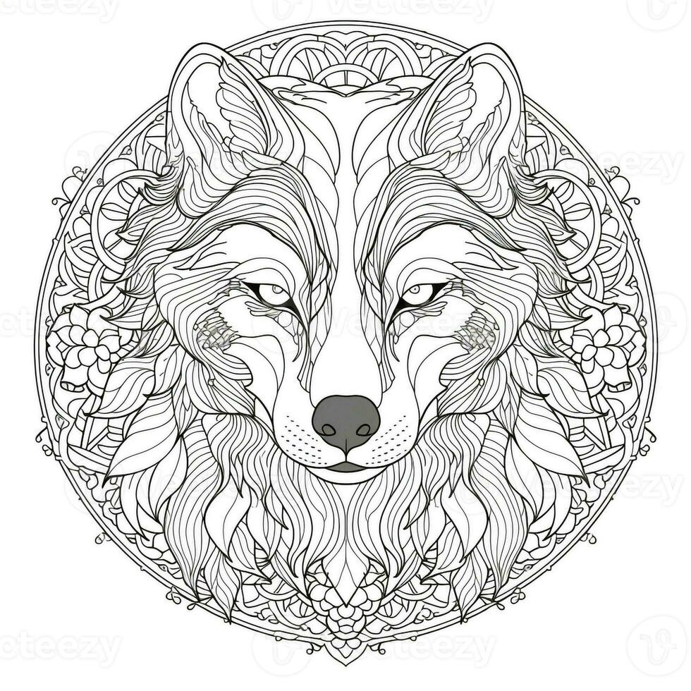 Mandala Wolf Coloring Pages photo