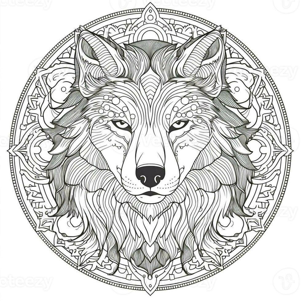 Mandala Wolf Coloring Pages photo