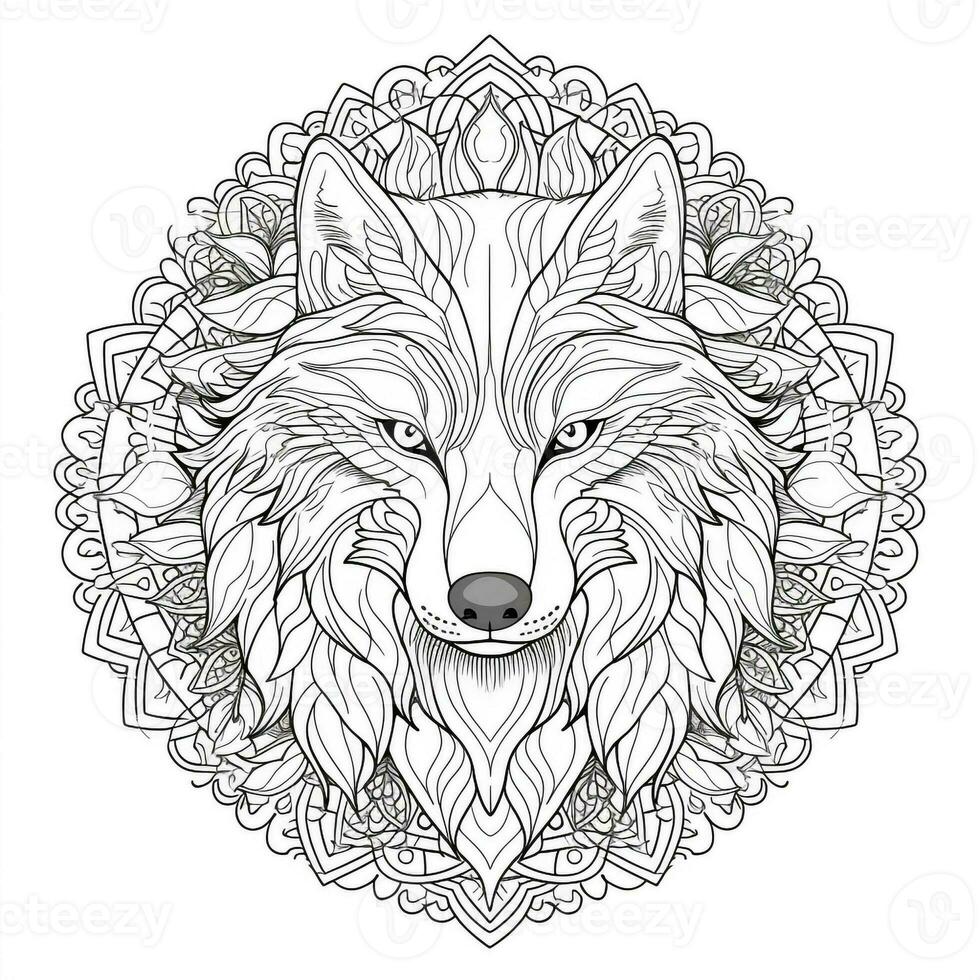 Mandala Wolf Coloring Pages photo