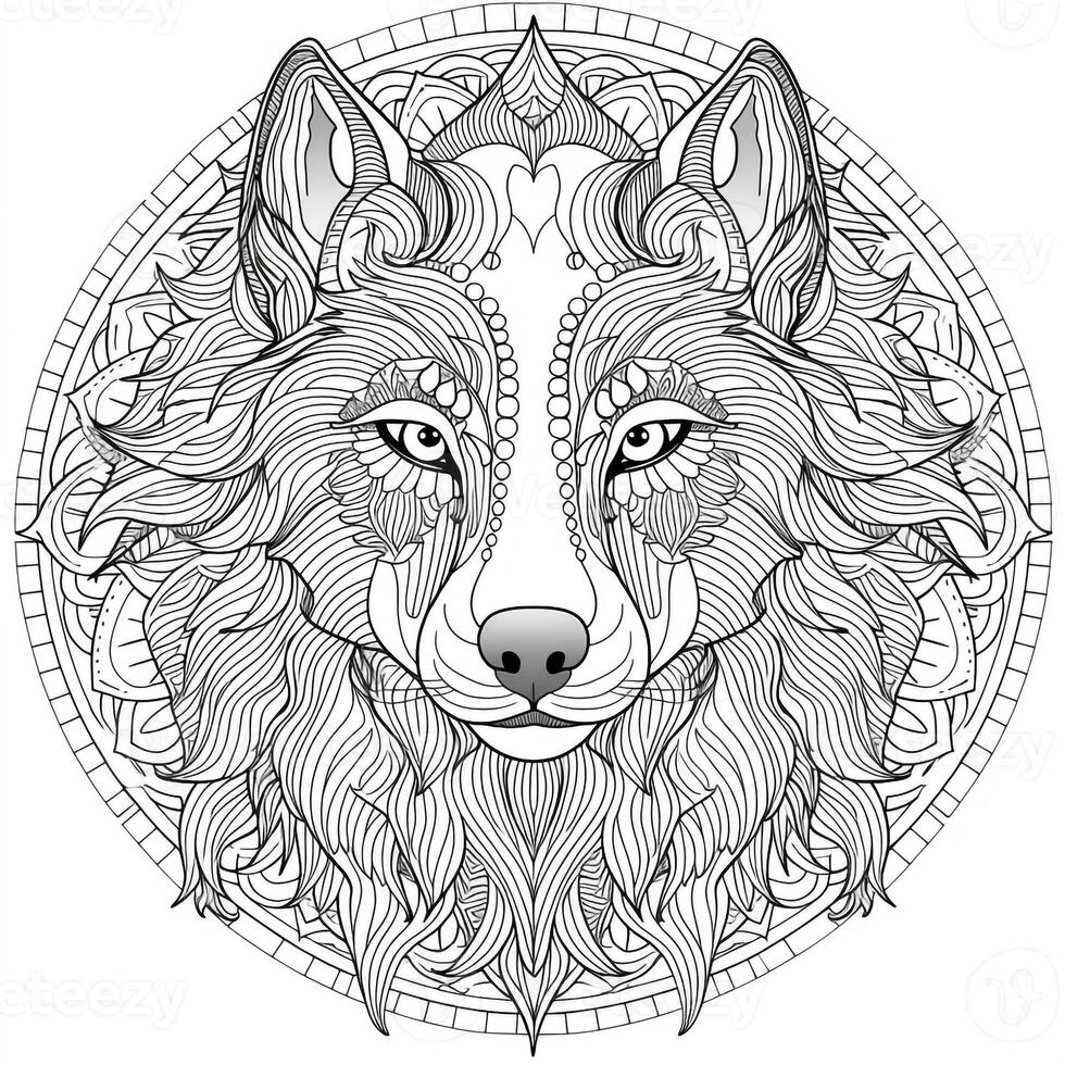 Mandala Wolf Coloring Pages photo