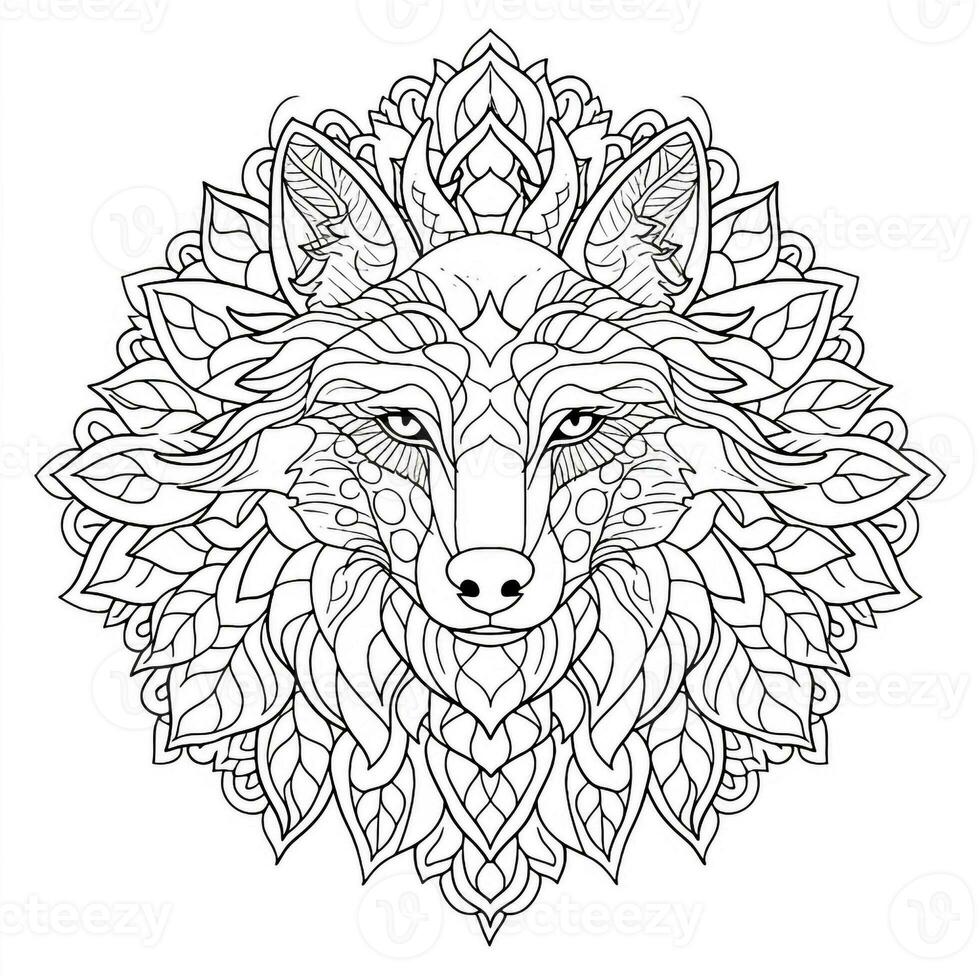 Mandala Wolf Coloring Pages photo