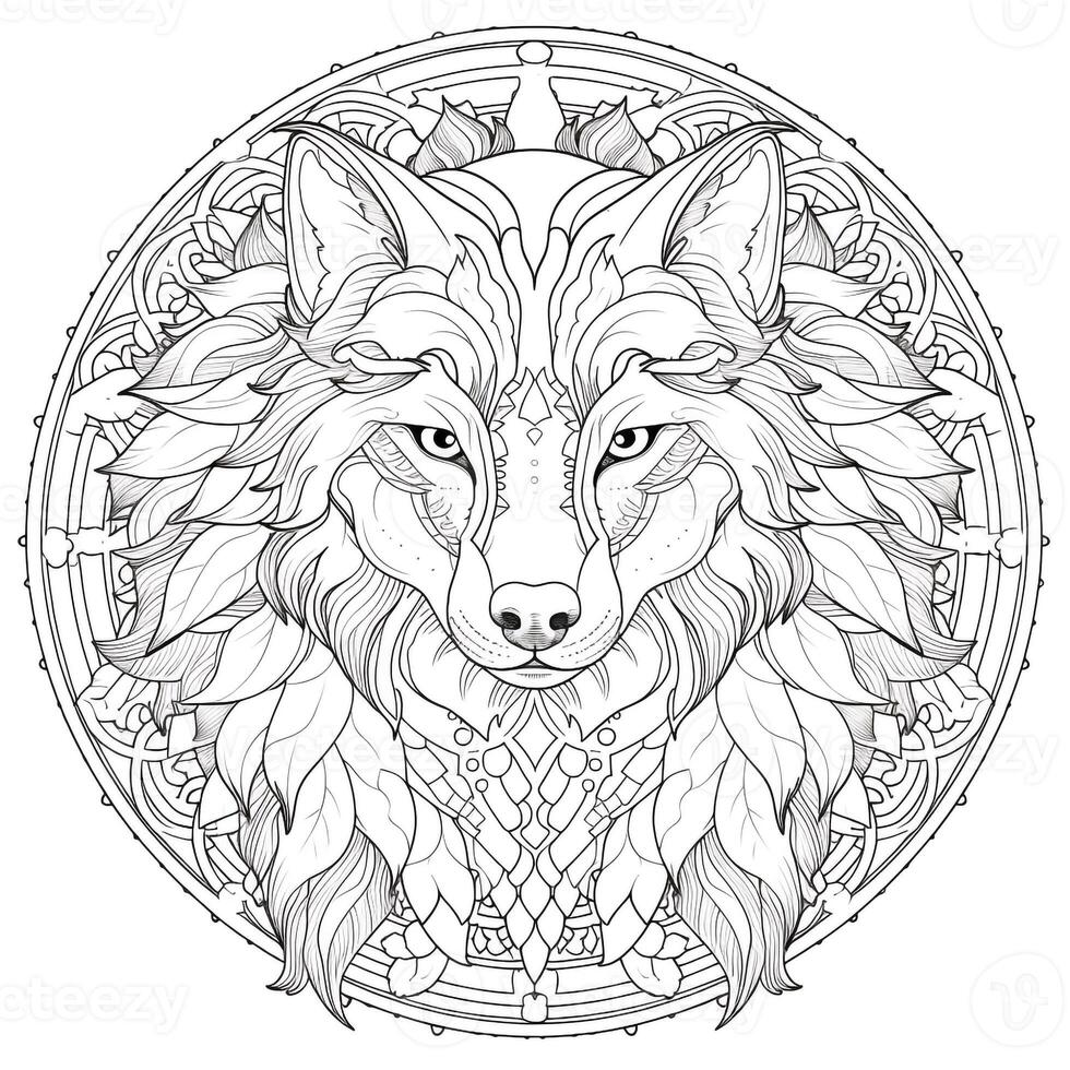 Mandala Wolf Coloring Pages photo