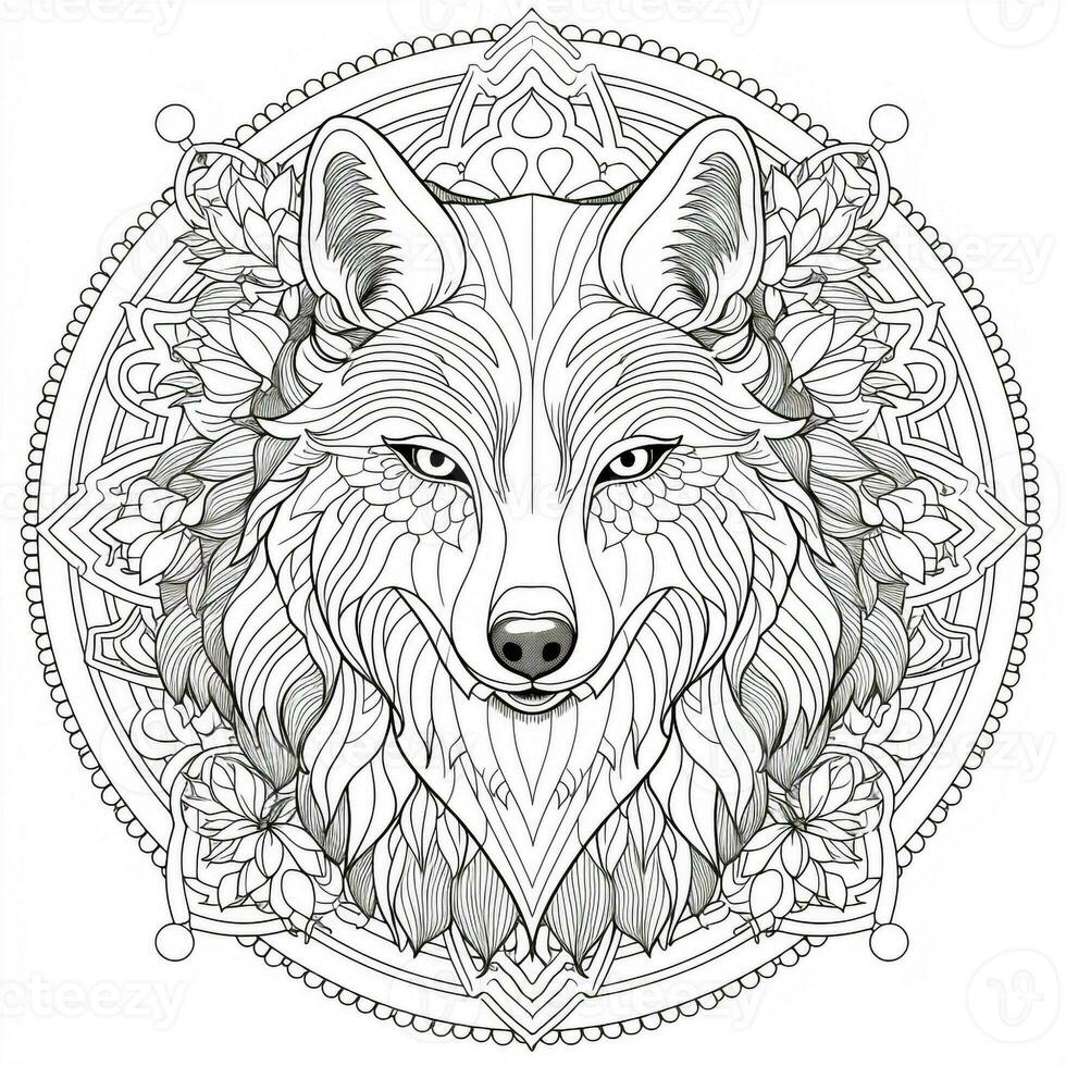 Mandala Wolf Coloring Pages photo